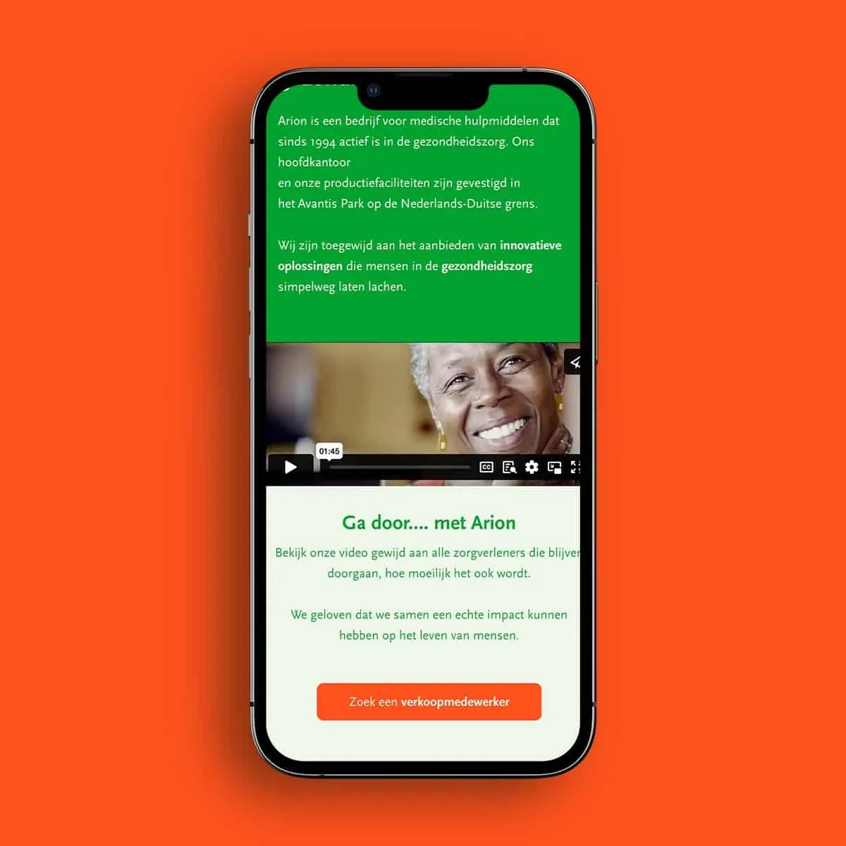 Arion Group — productoverzicht op mobiel