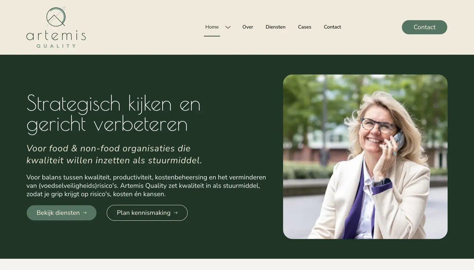 De website van Artemis Quality