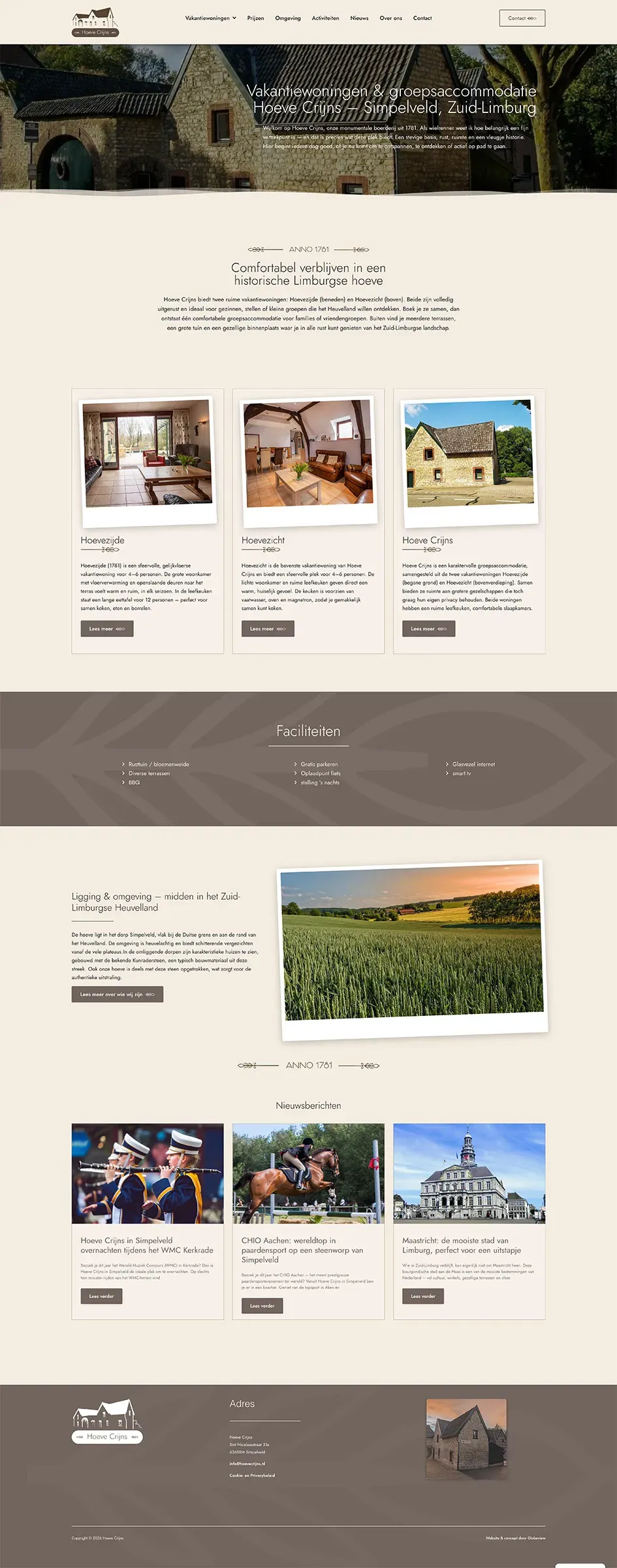 De volledige website van Hoeve Crijns, van boven tot onder