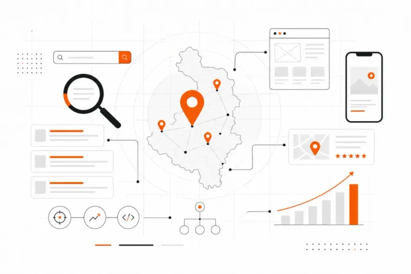 Lokale SEO en online vindbaarheid in Limburg, illustratie van Globeview