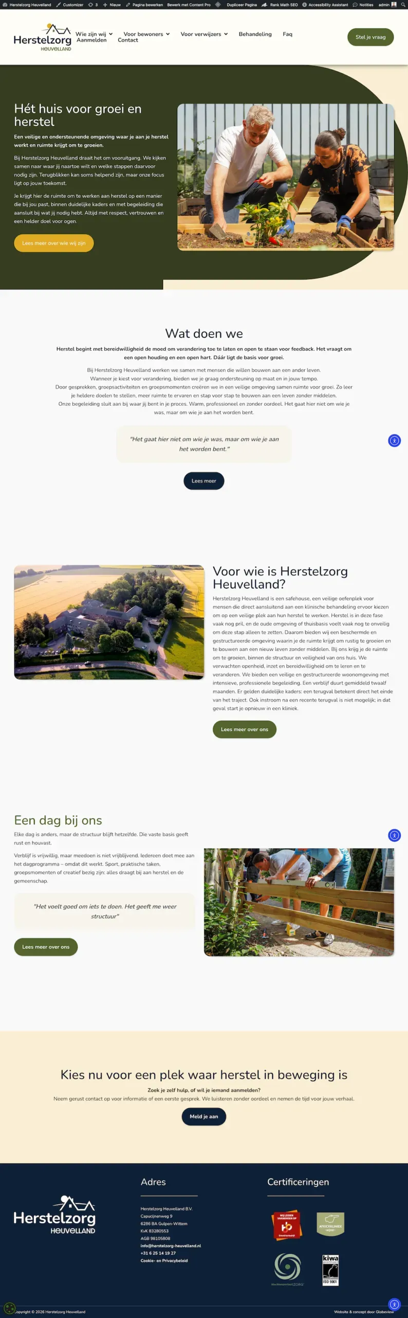 De volledige website van Herstelzorg Heuvelland